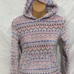 Pastel Pink and Blue Relaxed Sweatshirt with Hoodie